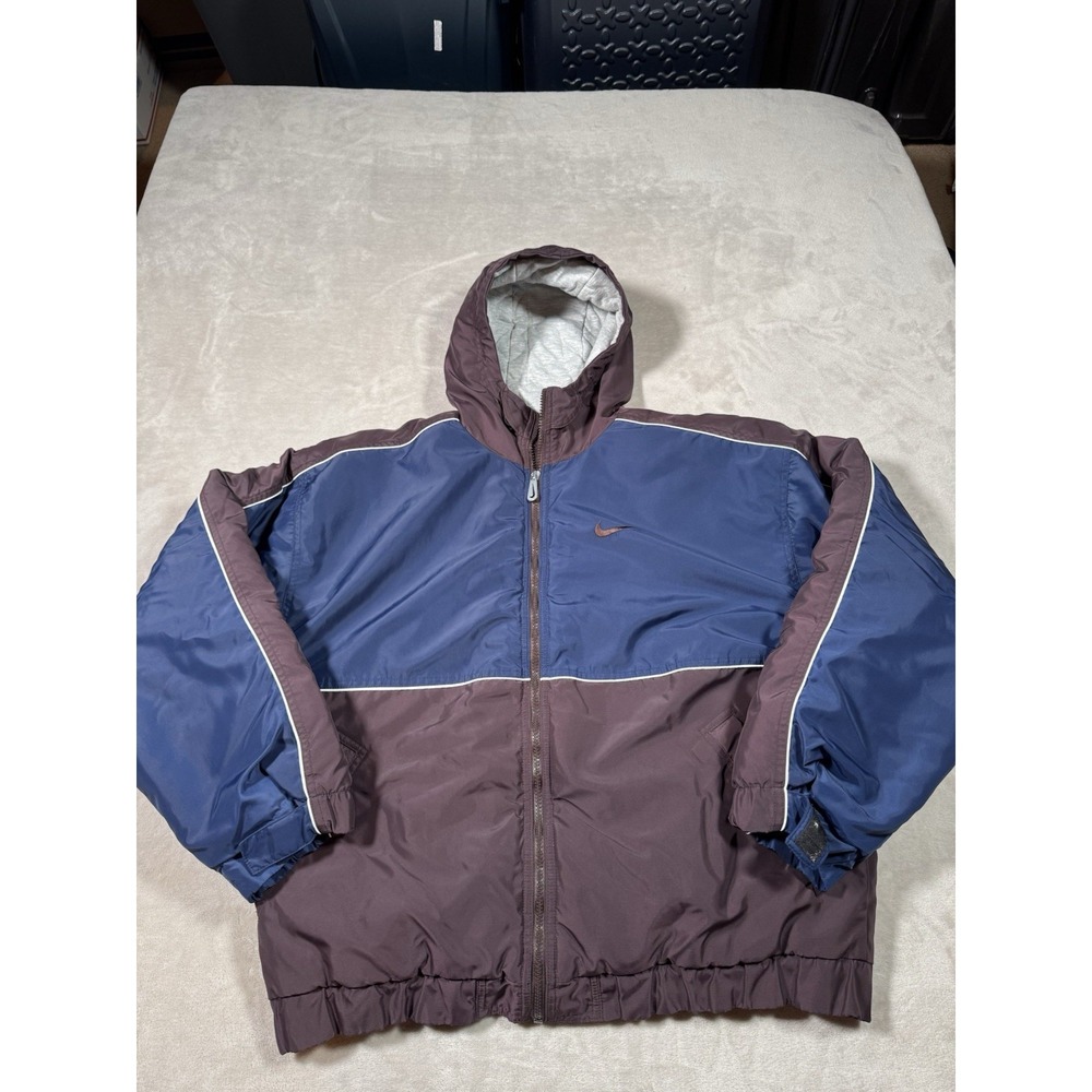 Vintage 90s Nike Puffer Jacket Size Medium Two Tone Blue Purple